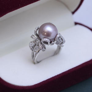 Anillo de Perlas Blancas Redondas de 12-13 mm de Zhuji Danshui, Luz Intensa, Pequeñas Imperfecciones, Anillo de Plata S925 con Lazo, Joyería Fina y Elegante - Product Image 4