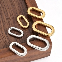 Fermoir à ressort ovale poli en acier inoxydable 316L, finition or PVD 18K, pour colliers, vêtements et bijoux faits main DIY