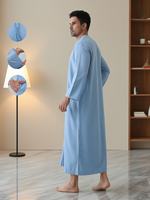 Túnica Burka para Hombre, Ropa Casual Tradicional de Oriente Medio |   Camiseta de Manga Larga 100% Poliéster para el Ramadán