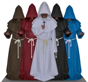 Moine médiéval Halloween Costumes Comic Con Party Cosplay Costume Robes à capuche Cape Cape Frère Renaissance Prêtre Pour Hommes