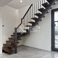 Escalier mono-poutre sur mesure pour villa de luxe, fabrication professionnelle, projet d'ingénierie