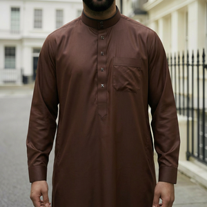 ラマダンEid Al-Fitrのための様々なサイズ工場カスタムファッションサウジスタイルイスラム教徒のビジネスThobeモダンフィットスタンド襟 - Product Image 2