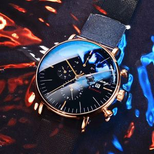 Ailang Men's Automatic Mechanical <b>Watch</b> Alloy <b>Case</b> Glass Crystal Black Dial Leather Strap 30M Waterproof Multifunctional - Product Image 3