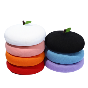 Berretto da <span class=keywords><strong>donna</strong></span> fatto a mano simpatico <span class=keywords><strong>rosa</strong></span> rosso arancio zucca Boina leggera traspirante foglia di berretti in poliestere cappelli - Product Image 1