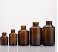 Bouteilles en verre transparent, avec pipette opée et capuchon en aluminium doré, épaules inclinées, ambre, vert, bleu, 15ml, 30ml, 60ml, 100ml, 120ml