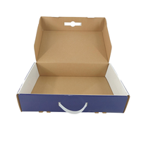 Caja de envío de cartón corrugado portátil de gran tamaño personalizada con mango de plástico Recubrimiento UV e impresiones de estampado