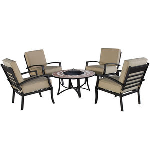 Juego de Muebles de Patio con Sofá de Aluminio Fundido y Brasero para Exteriores - Product Image 1