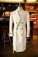 Trench-coat pour homme Col cranté Pardessus à double boutonnage Manteau d'affaires mi-long