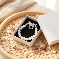 Boîte de rangement pour bijoux écologique et réutilisable, en carton, avec tiroir et papier couché, pour colliers, bagues et boucles d'oreilles.