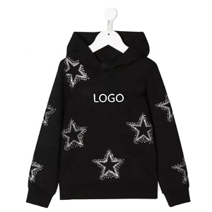 Sweat-shirt d'hiver en coton personnalisé pour hommes, surdimensionné, épaule tombante, <span class=keywords><strong>trapstar</strong></span> Street Wear French Terry Star Rhinestone Hoodies - Product Image 1