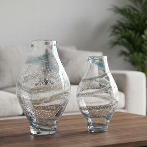 Vase en verre coloré soufflé à la main, motif spirale bleu beige, bulle, silhouette d'olive, <span class=keywords><strong>centre</strong></span> <span class=keywords><strong>de</strong></span> <span class=keywords><strong>table</strong></span> artistique pour villa et décoration <span class=keywords><strong>de</strong></span> mariage - Product Image 2