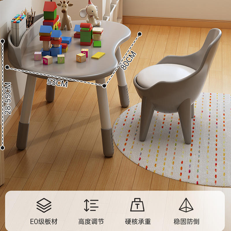 โต๊ะสีเทาสไตล์อวกาศพร้อมที่ใส่ปากกา ขนาด 28-55 ซม. พร้อมเก้าอี้