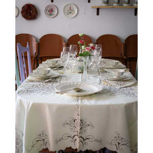 Mantel Étnico de Lino y Algodón Amarillo con Bordado Gris, Estilo Rústico, Decoración de Cocina para Bodas y Uso en Hoteles - Product Image 3