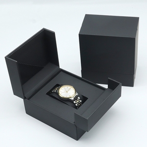 Boîte à bijoux en papier à couvercle rabattable de luxe, boîte cadeau rigide noire personnalisée pour l'emballage de bijoux avec plateau en mousse EVA - Product Image 2