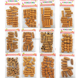 Holzhaar perle für Kinder haar Flecht zubehör Big Hole Haar perle setzt verschiedene Formen - Product Image 2