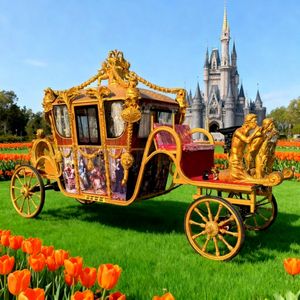 Zhenda Brand Beautiful Cinderella <b>Pumpkin</b> Electric Horse Carriage Steel Structure 6 Persons <b>White</b> Big Wedding <b>Decoration</b> Royal - Product Image 1