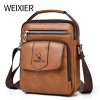 Sac à bandoulière pour homme en cuir PU, sac messager rétro vintage de luxe avec logo personnalisé WEIXIER, résistant à l'eau
