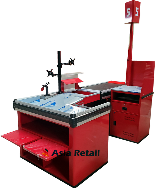 2024 to American USA Retail Supermarket Checkout Counter with Conveyor Belt