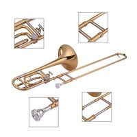 Professional Brass Bb/F Key Gold Tuning Slide Trombone with F Key