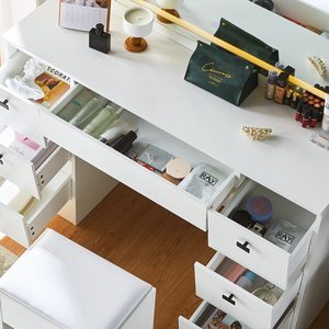 Bien bàn trang điểm hiện đại bảng trắng với ngăn kéo màu đen xử lý tối giản và thanh lịch bàn trang điểm thiết lập - Product Image 6