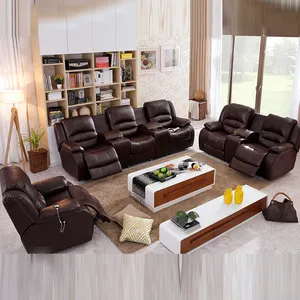 Da ngồi có thể ngả sofa Set với lưu trữ giao diện điều khiển ngồi có thể ngả chuyển động sofa Set ngồi có thể ngả sofa