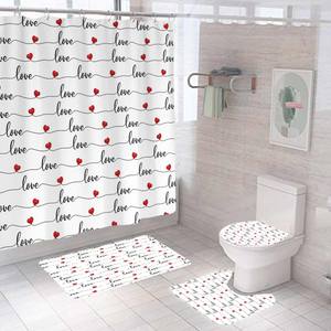 Ensemble <span class=keywords><strong>de</strong></span> rideaux <span class=keywords><strong>de</strong></span> <span class=keywords><strong>douche</strong></span> personnalisés en 3D pour la Saint-Valentin, imperméable, résistant à la moisissure, décoration <span class=keywords><strong>de</strong></span> salle <span class=keywords><strong>de</strong></span> bain avec crochets, plusieurs modèles - Product Image 5