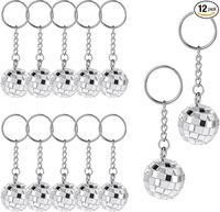 Porte-clés boule disco en forme de clé de voiture, boule miroir argentée, fournitures et articles de fête, ensemble de cadeaux pour décorations de fête d'Halloween et de Noël