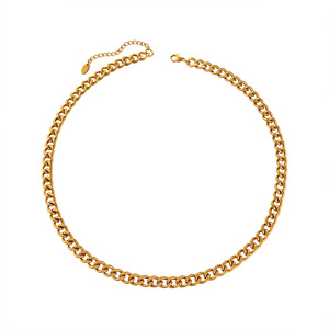สร้อยคอแบบมินิมอล ขัดเงา สไตล์คิวบา ไม่ลอกสี ชุบทอง สแตนเลสสตีล ทันสมัย - Product Image 6