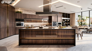 Système d'armoires <span class=keywords><strong>de</strong></span> cuisine Shaker moderne haut <span class=keywords><strong>de</strong></span> gamme, portes en panneaux mélaminés, <span class=keywords><strong>plan</strong></span> <span class=keywords><strong>de</strong></span> <span class=keywords><strong>travail</strong></span> en marbre cascade, design écologique, crédence - Product Image 2