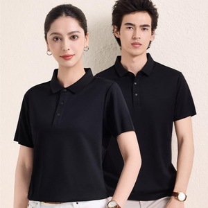 เสื้อโปโลผ้าฝ้ายสำหรับทุกเพศ สีดำ สีขาว สีน้ำเงินกรมท่า ฤดูร้อน ระบายอากาศได้ดี ชุดทำงาน แขนสั้น ปกคอพับ ชุดยูนิฟอร์ม - Product Image 1