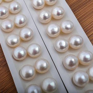 12mm Grand Grain <span class=keywords><strong>Pain</strong></span> Perle Perle D'eau Douce Naturelle Demi Trou Perle Nue DIY Boucles D'oreilles Semi-finies Perles Lâches - Product Image 4