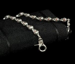 Мужская толстая цепочка-бумажник из 925 стерлингового серебра с красным драгоценным камнем - Product Image 3