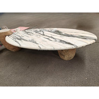 Table basse ovale moderne en marbre blanc personnalisée SH STONE avec pieds en pierre pour le mobilier de salon