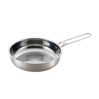 Ensemble de casseroles et poêles de camping portables en acier inoxydable avec poignée pliable, ustensiles de cuisine d'extérieur pour feu de camp et pique-nique