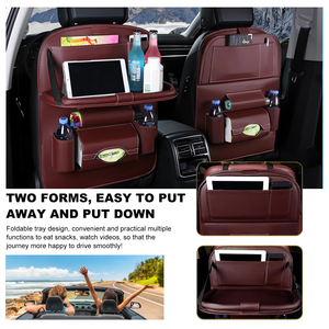 Factory Wholesale Custom Foldable PU Leather Car Backseat Anti Kick <b>Storage</b> Bags Car <b>Seat</b> Organizer - Product Image 2