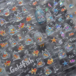 TSZS Summer Golden Fish Starfish Nail Art Sticker INS Colorful Sea Jellyfish Seahorse Self Adshive Nail Decals Nail al por mayor - Product Image 3