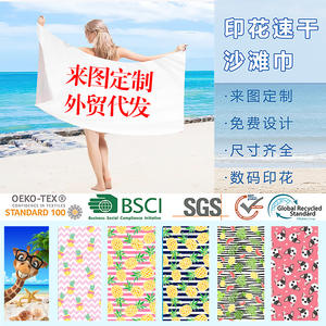 Serviette de bain de plage en microfibre <span class=keywords><strong>avec</strong></span> logo personnalisé, dessin animé sportif double face en coton velours à séchage rapide pour le <span class=keywords><strong>camping</strong></span> en plein air et la <span class=keywords><strong>piscine</strong></span> - Product Image 2