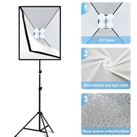 Kit d'éclairage Softbox PULUZ 2 pièces 50x70cm, équipement de photographie de studio photo, trépied 140CM, 8 ampoules E27 20W 5700K