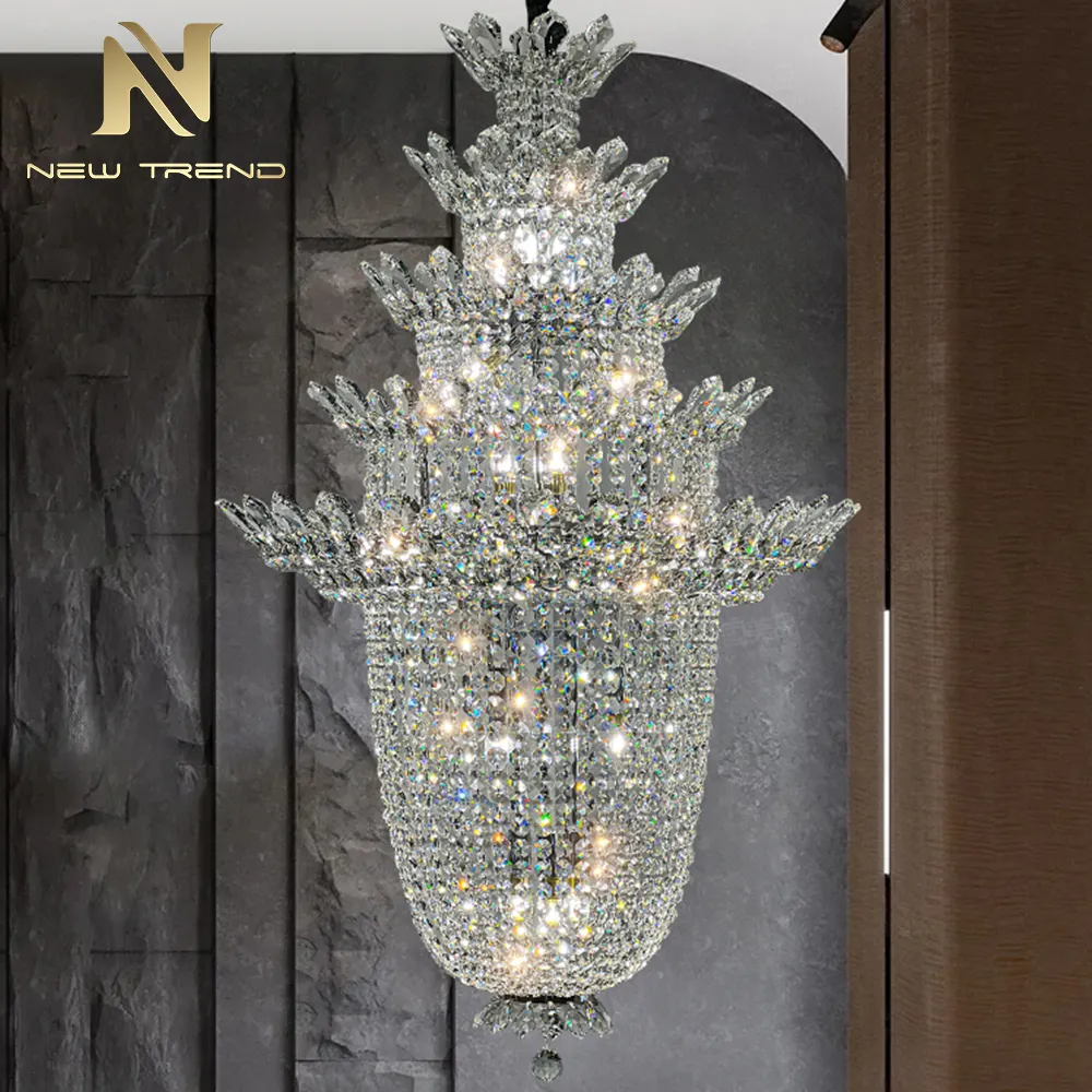 Custom Indoor Decoration Lighting Hotel Lobby Hall Villa Luxury LED Crystal Chandelier