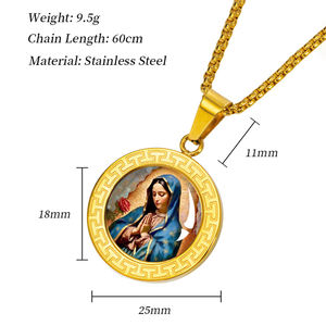 Giveluck Groothandel T Stijl Hanger Ketting Met De Heilige Maagd Mary Voor Katholieke Religieuze 18K Vergulde Sieraden - Product Image 2