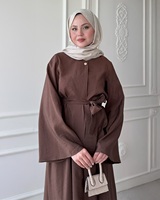Großhandel Elegantes Polyester Muslimisches Zweiteiler-Set Oberteil und Rock Damen Islamischer Abaya-Stil Bescheidenes Herbst-Hochzeits-Outfit Atmungsaktiv Locker Geschnitten