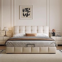 Vente en gros de meubles de chambre à coucher minimalistes et modernes, lit de luxe king-size, rembourrage en cuir, style doux, double, bois de bonne qualité