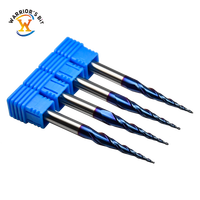 Fraise à queue conique en carbure de tungstène de haute précision avec revêtement Nano Bleu, queue de 6 mm, pour gravure sur bois, support OEM/ODM