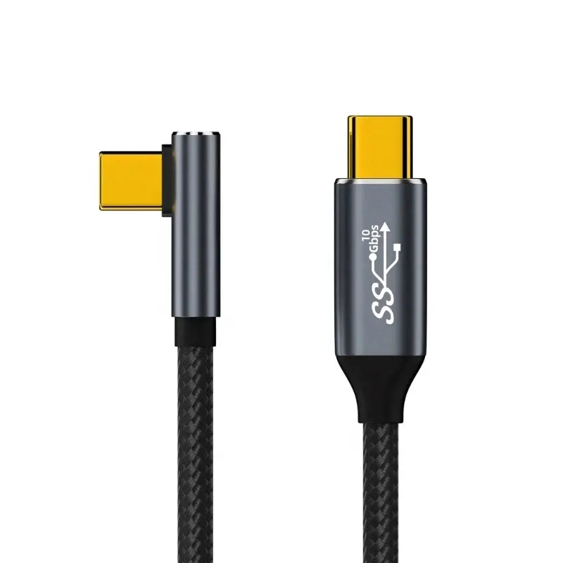 كابل USB 3.1 نوع C إلى نوع C PD 100 واط عالي السرعة ذكر T ذكر بزاوية 90 درجة لأعلى وواسطة لجهة اليسار اليمين من Xput OEM
