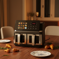 Friteuse à air double 10L en gros, multifonctionnelle, grande capacité, pour usage domestique et commercial