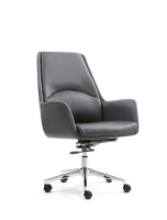Chaise de bureau de direction en cuir haut de gamme avec dossier haut, hauteur réglable, base chromée inclinable, accoudoirs réglables - Design moderne