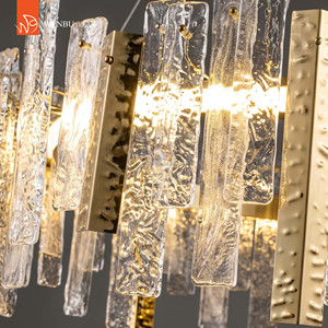 Luxury Chandelier Round Handcrafted Glass Chandelier Clear Champagne Gold for Villa - Product Image 2