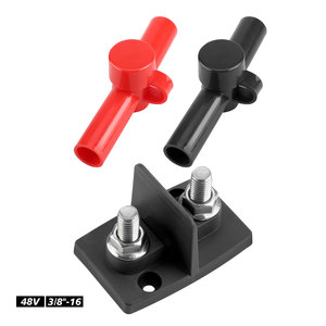 Bloque de terminales de batería de 48V con pernos de 3/8-16 y aislantes rojos y negros para vehículos recreativos, yates, automóviles y barcos - Product Image 1
