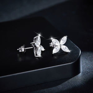 อุปกรณ์ทำเครื่องประดับทรงมาร์คีส์สำหรับแฟชั่นทุกประเภท ต่างหูผู้ชายโมอิสซาไนต์สีเงิน - Product Image 5