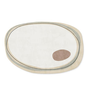 Tapis moderne abstrait fantaisie en fausse fourrure de cachemire, doux et moelleux, pour salon ou chambre, design rayé uni. - Product Image 2